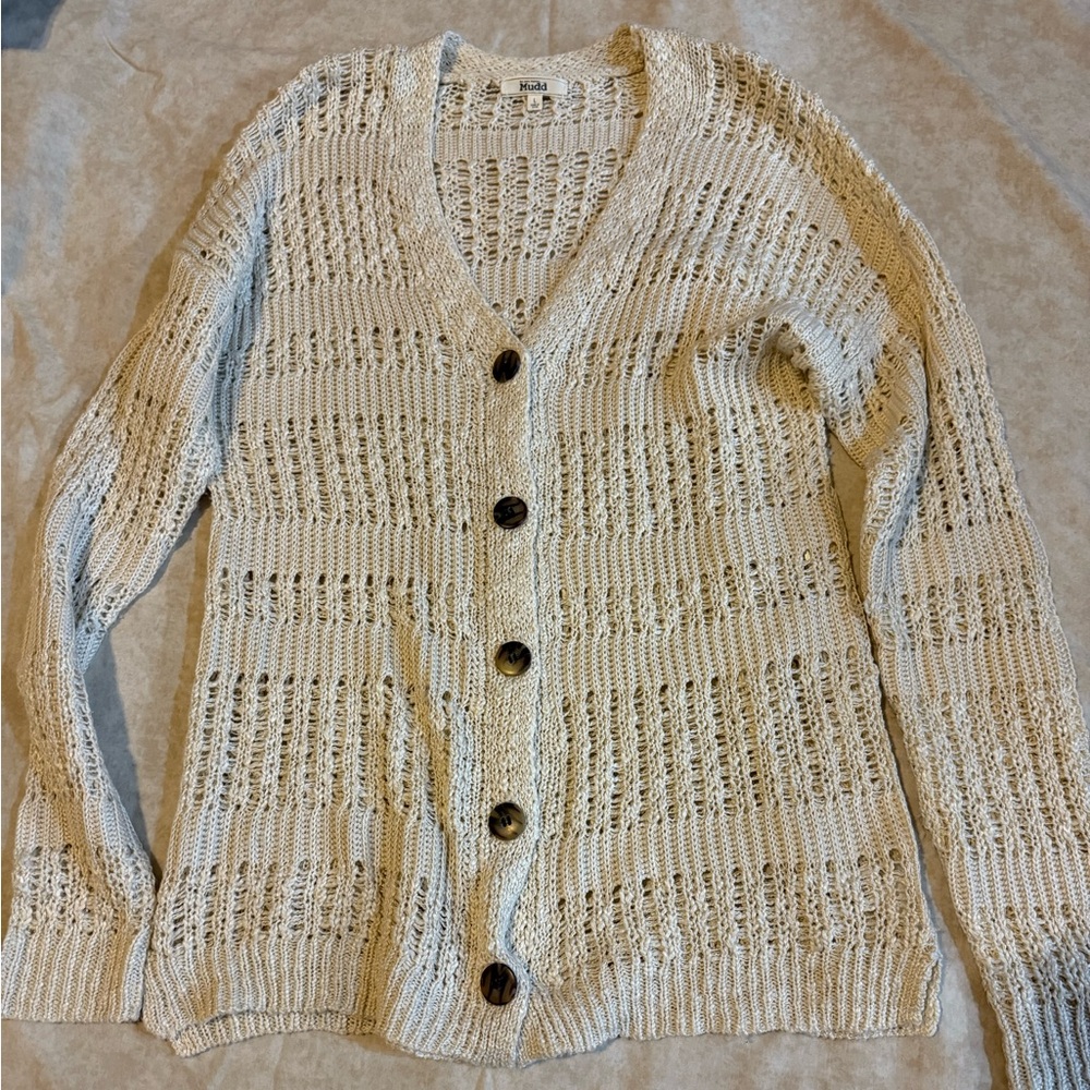 Mudd Cream Knit Button-Up Cardigan